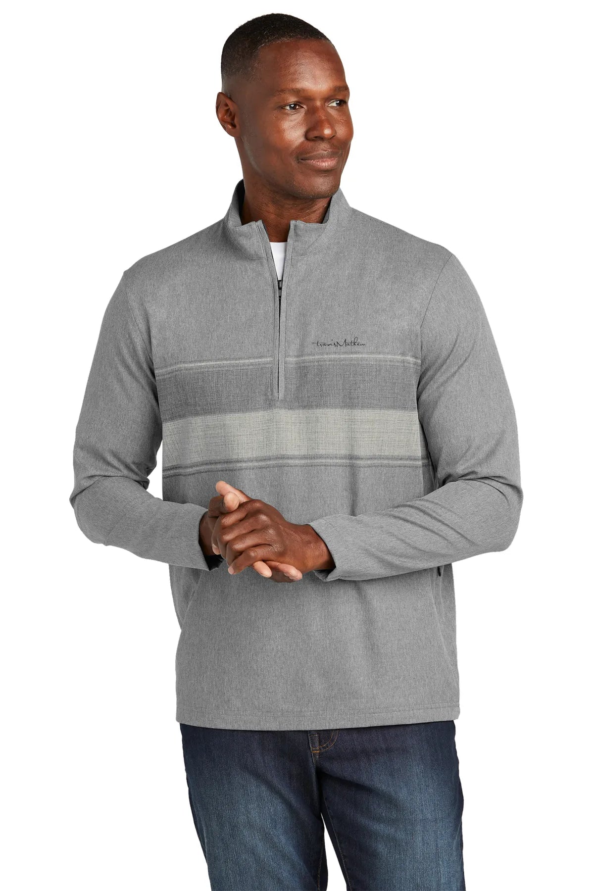 TravisMathew Balboa Chest Stripe 1/4-Zip TM1MZ340 Dark Grey_1