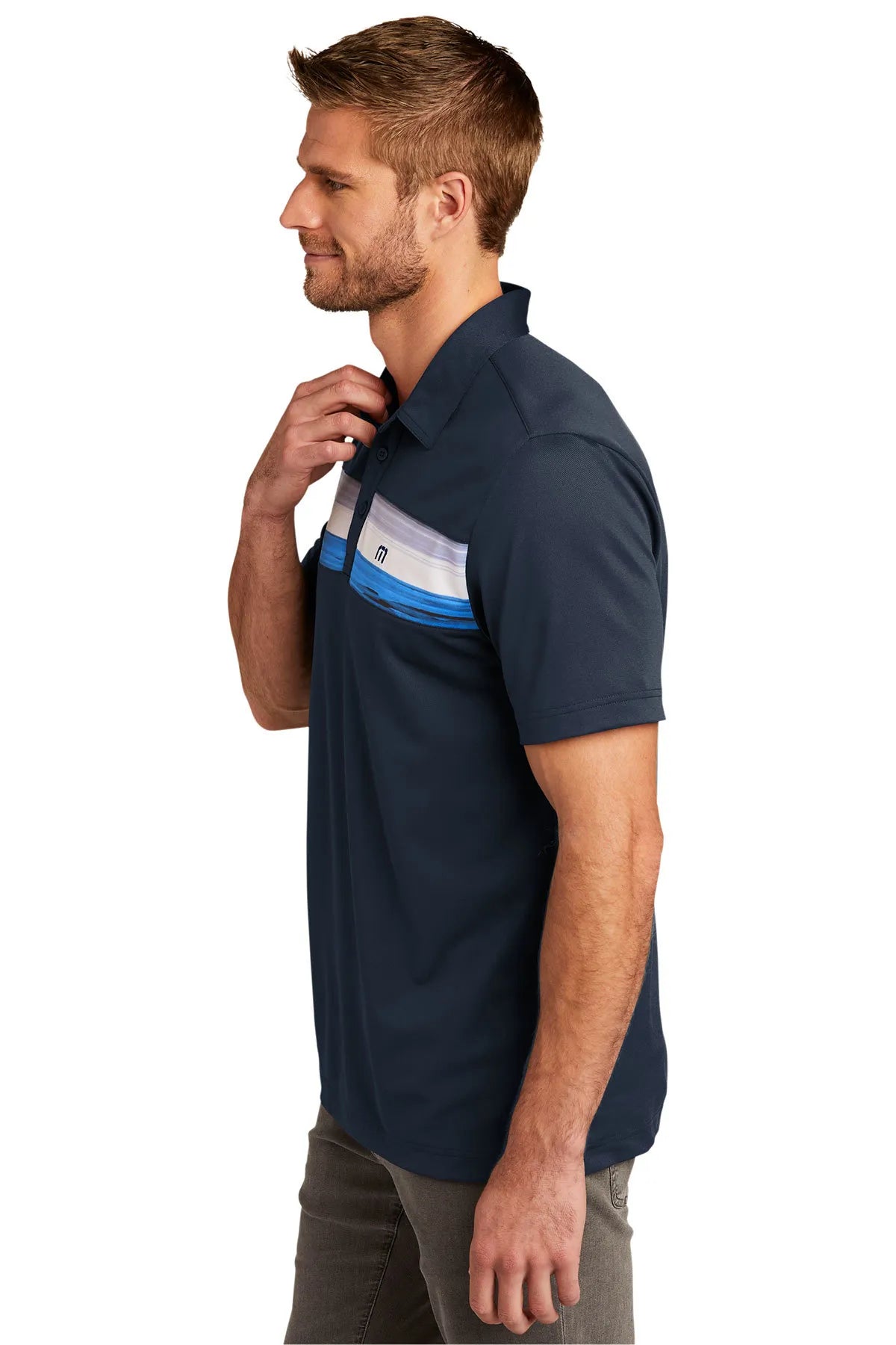 TravisMathew Cabana Chest Stripe Polo. TM1MU416 Blue Nights_3