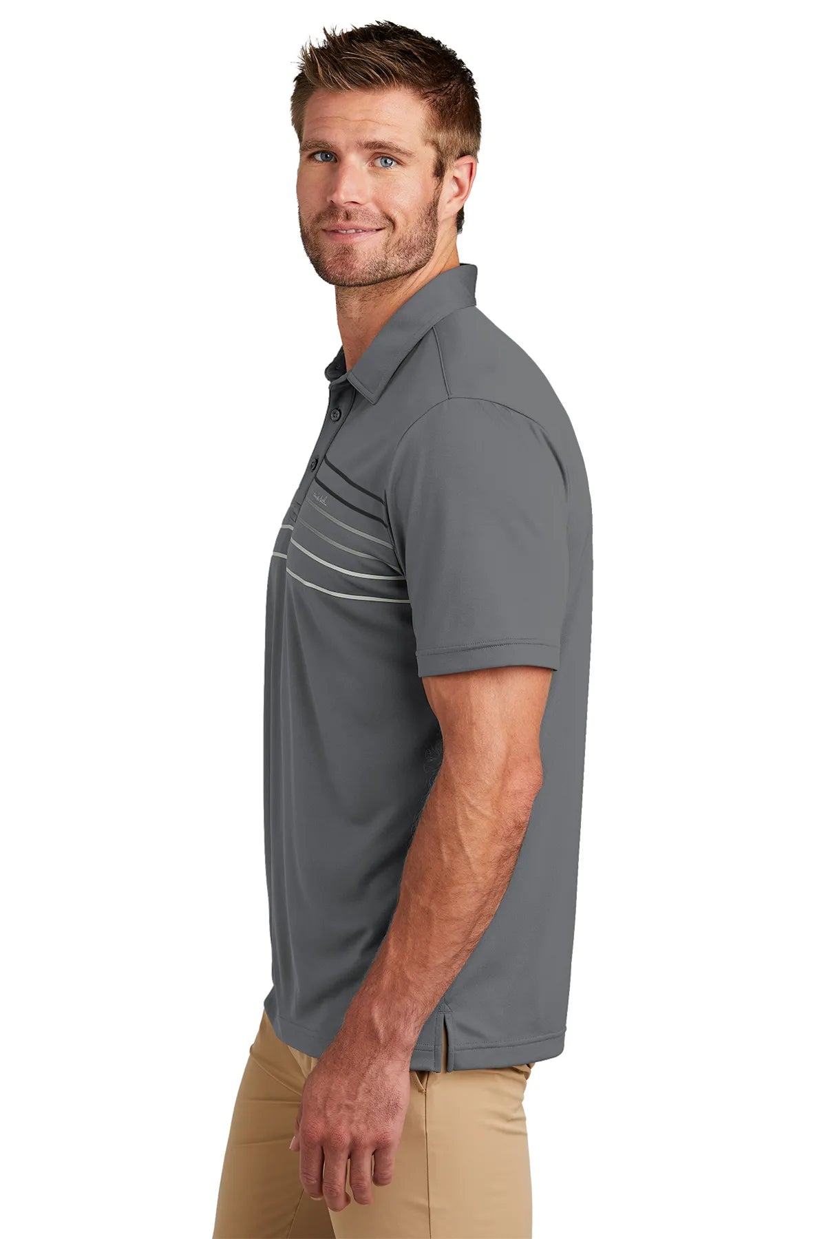TravisMathew Coto Performance Chest Stripe Polo TM1MY400 Dark Grey_3