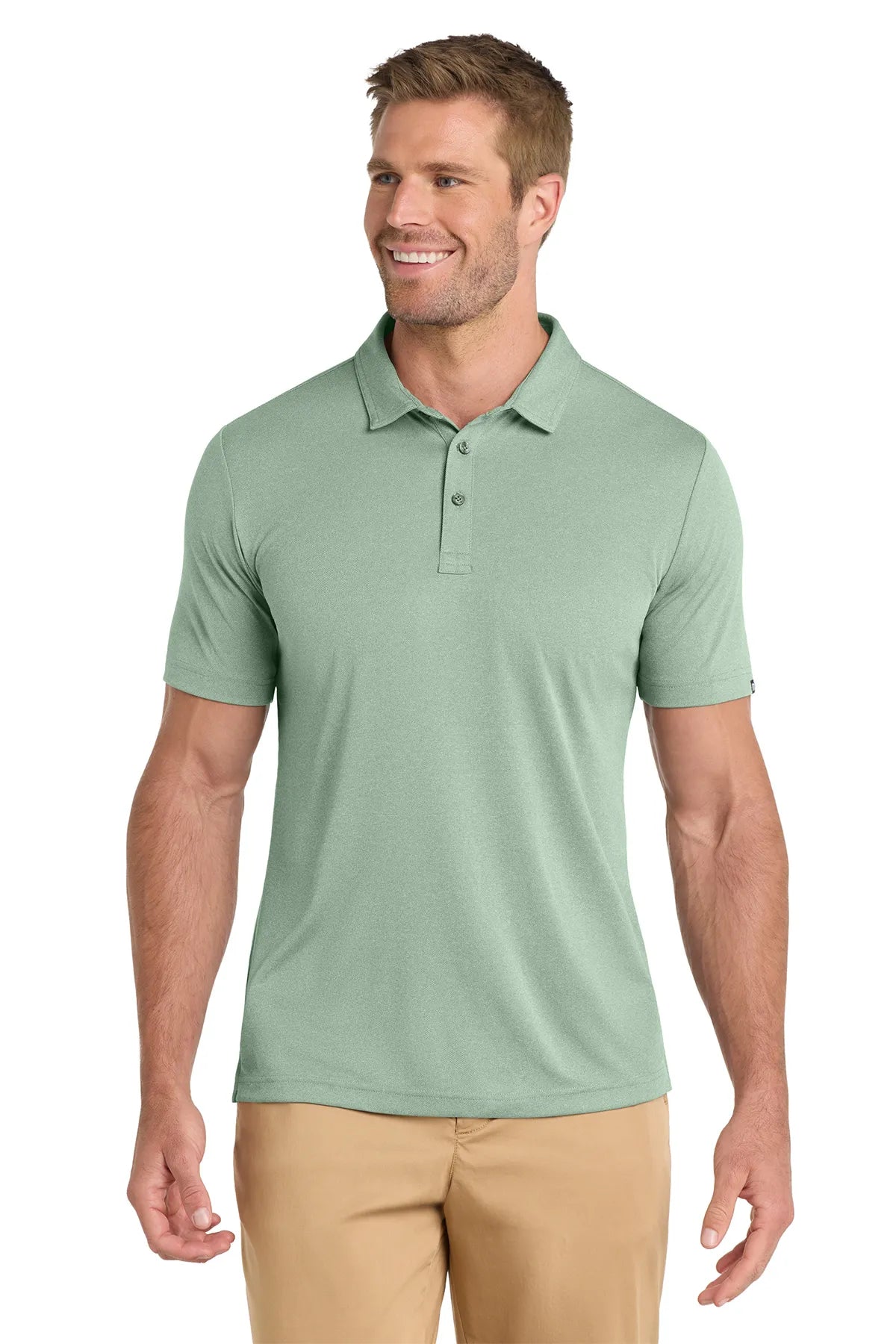 TravisMathew Coto Performance Polo. TM1MU410 Beryl Green Heather_1