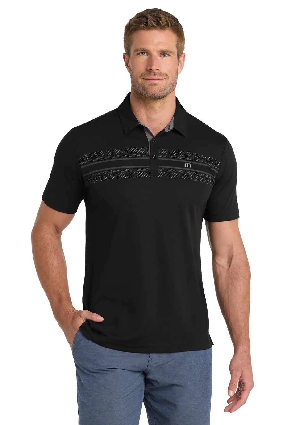 TravisMathew Monterey Chest Stripe Polo TM1MW450 Black_1