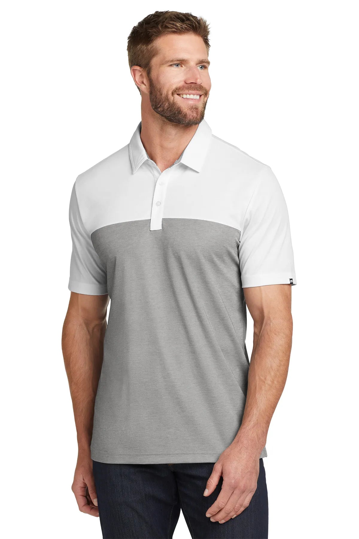 TravisMathew Oceanside Blocked Polo. TM1MU414 White Grey_1