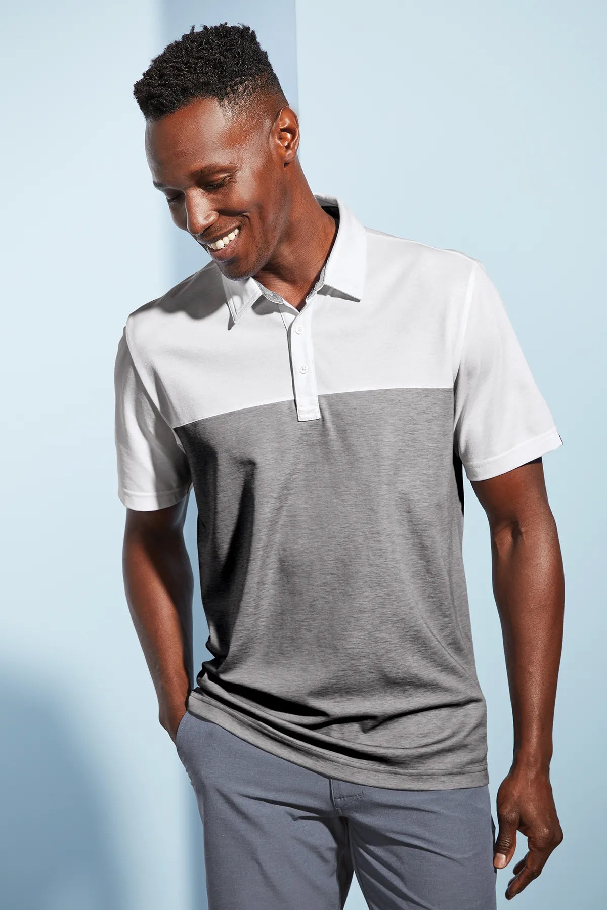 TravisMathew Oceanside Blocked Polo. TM1MU414 White Grey_6