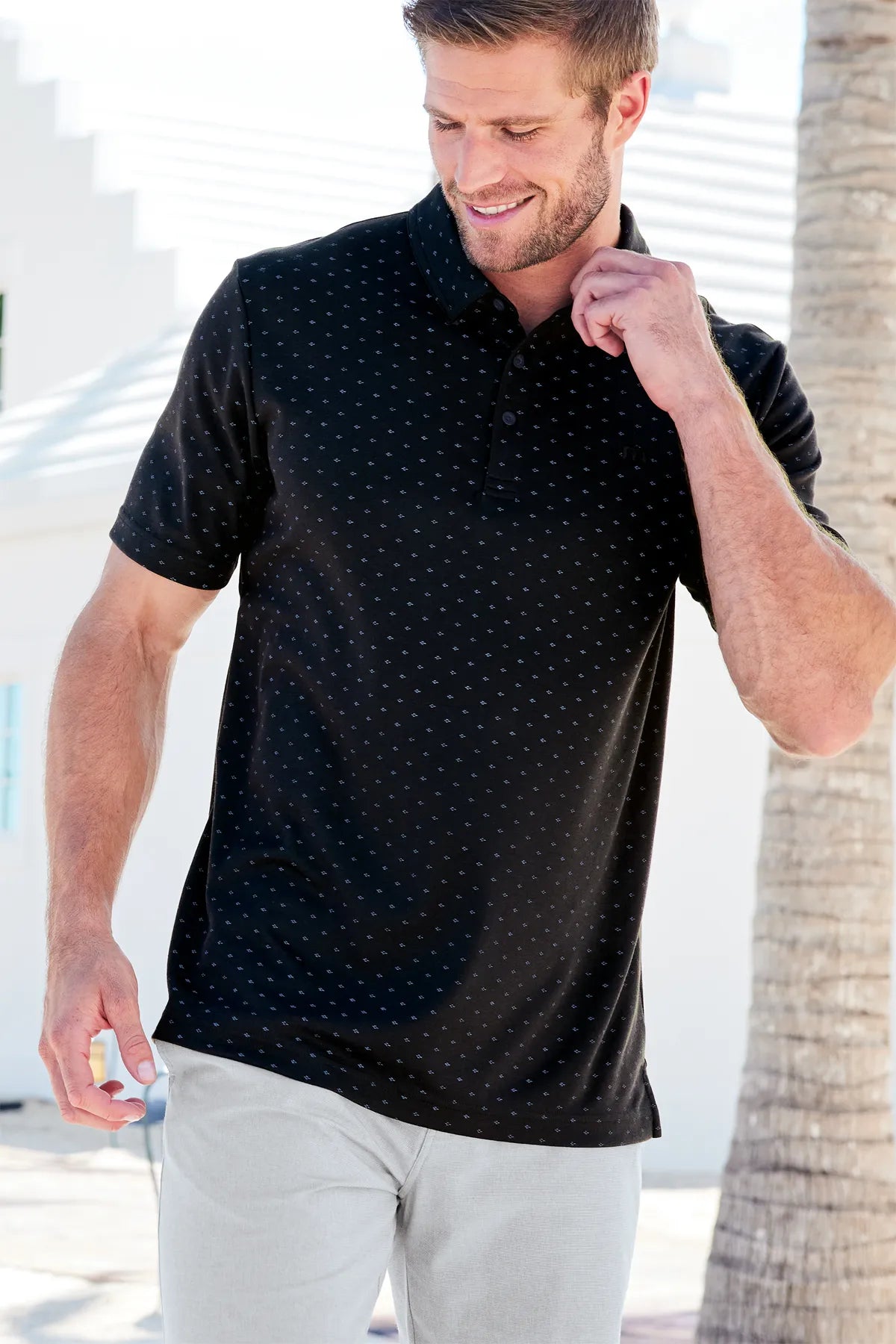 TravisMathew Oceanside Geo Polo TM1MY403 Black Aegean Blue_6