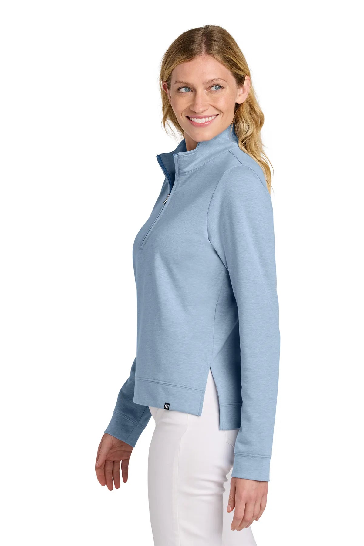 TravisMathew Women's Coveside 1/2-Zip TM1LD007 Light Grey Heather_3
