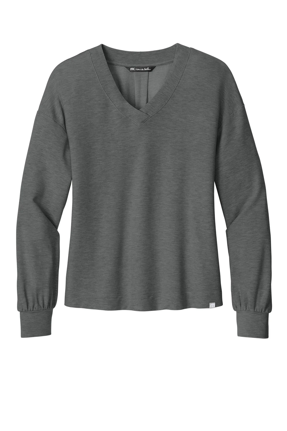 TravisMathew Women's Long Weekend V-Neck TM1LD009 Dark Grey Heather_4