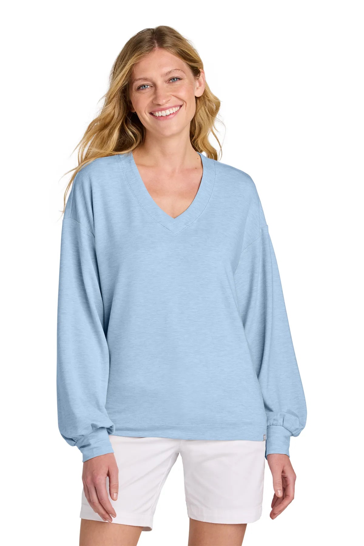 TravisMathew Women's Long Weekend V-Neck TM1LD009 Kentucky Blue Heather_1