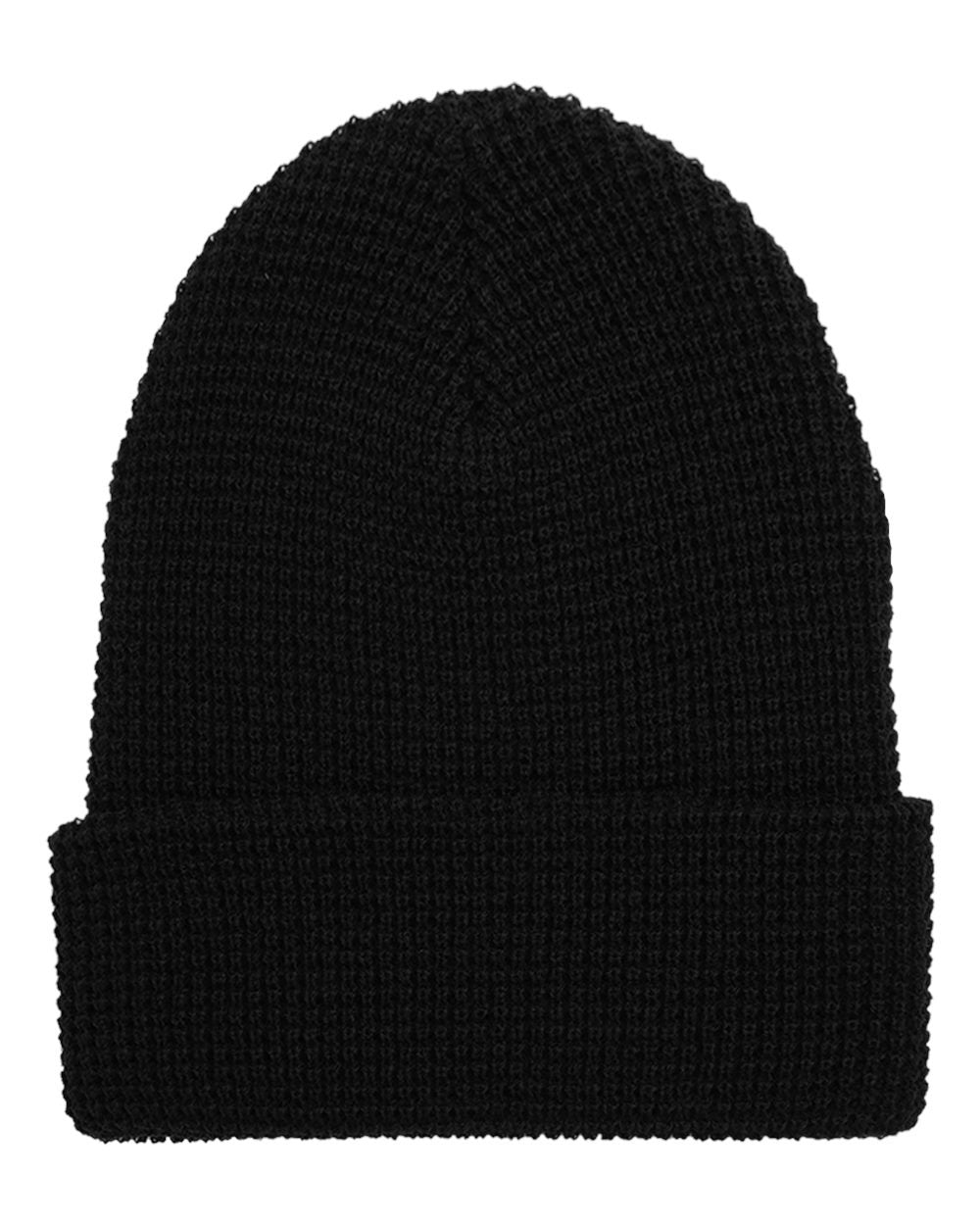 Waffle Cuffed Knit Beanie Black