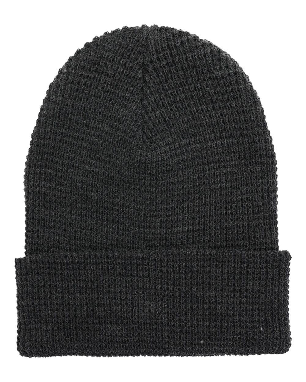 Waffle Cuffed Knit Beanie Dark Grey