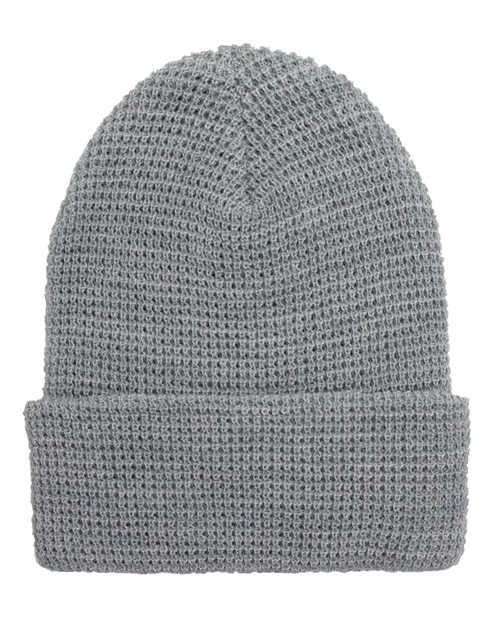 Waffle Cuffed Knit Beanie Heather Grey