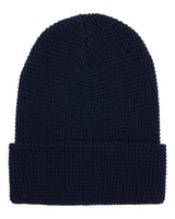 Waffle Cuffed Knit Beanie Navy