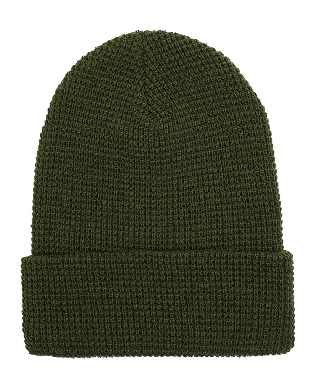 Waffle Cuffed Knit Beanie Olive