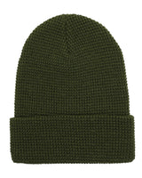Waffle Cuffed Knit Beanie Olive