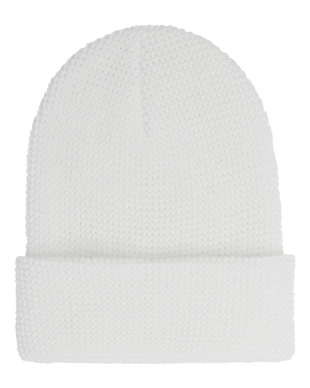 Waffle Cuffed Knit Beanie White