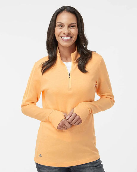 Women's 3-Stripes Quarter-Zip Sweater acid orage melange