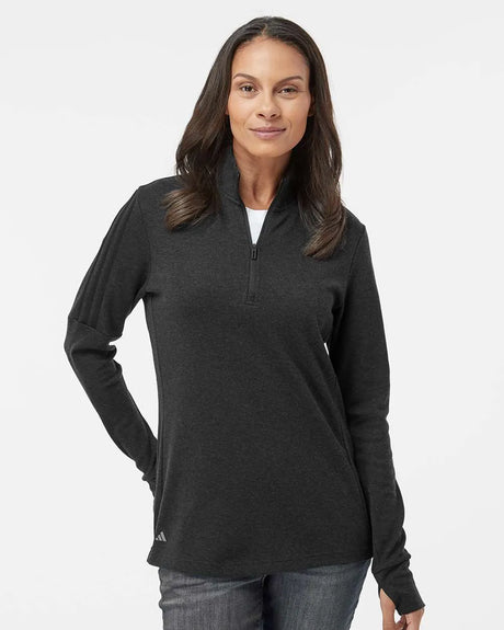 Women's 3-Stripes Quarter-Zip Sweater black melange