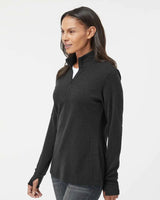 Women's 3-Stripes Quarter-Zip Sweater black melange_1