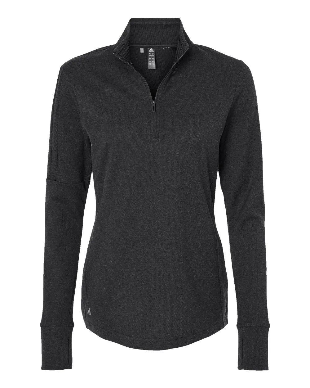 Women's 3-Stripes Quarter-Zip Sweater black melange_3