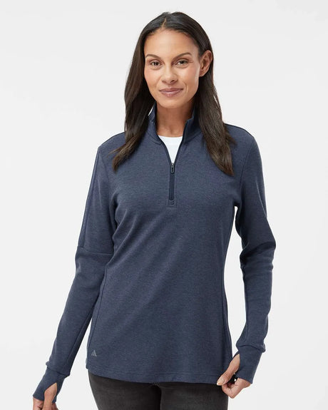 Women's 3-Stripes Quarter-Zip Sweater collegiate navy melange