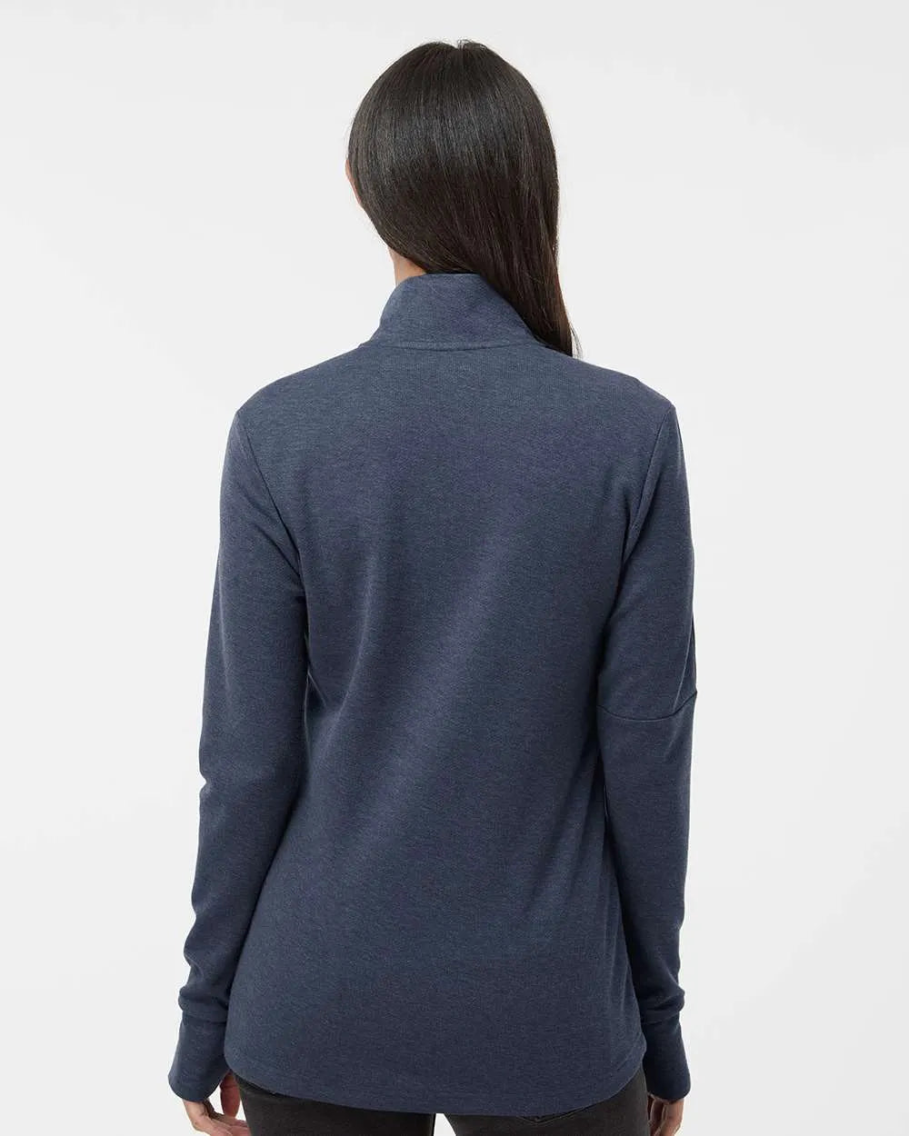 Women's 3-Stripes Quarter-Zip Sweater collegiate navy melange_2