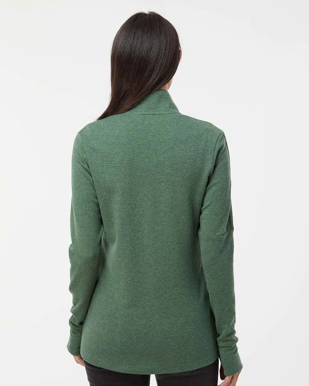 Women's 3-Stripes Quarter-Zip Sweater focus green oxide melange_2