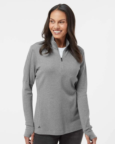 Women's 3-Stripes Quarter-Zip Sweater grey three melange