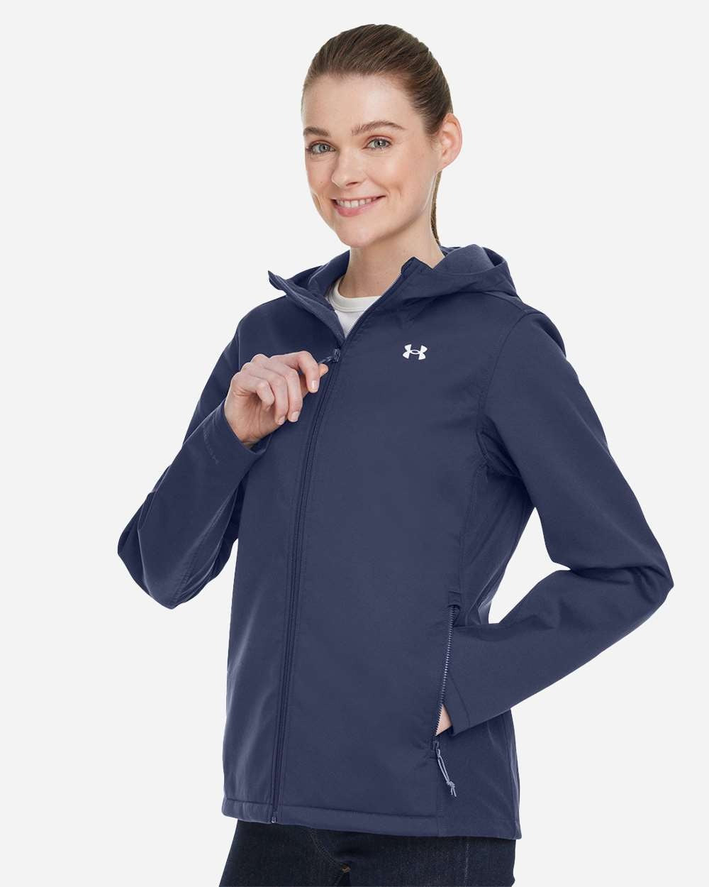 Women's ColdGear® Infared Shield 2.0 Hooded Jacket Midnight Navy/ White_1