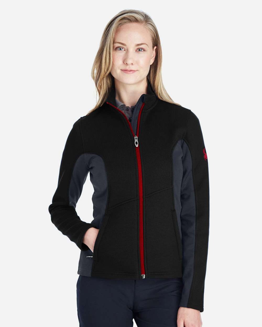 Women's Constant Full-Zip Sweater Fleece Jacket Black/ Polar/ Red