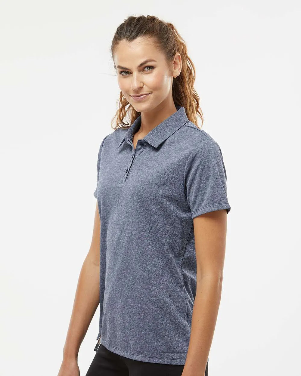Women's Heathered Polo collegiate navy melange_1