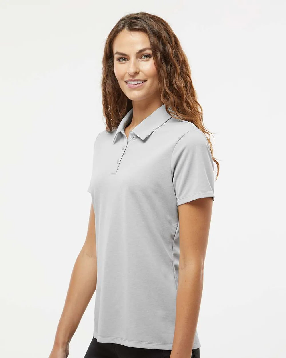 Women's Heathered Polo grey two melange_1