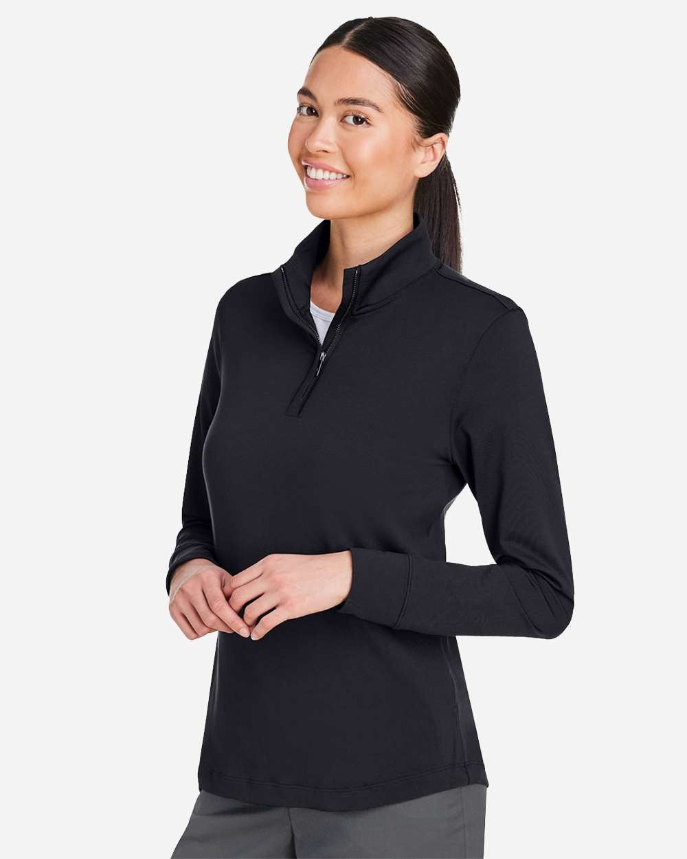 Women's Playoff Quarter-Zip Pullover Black/ MT Silver_1