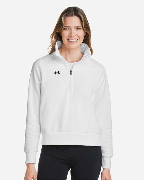 Women's Rival Fleece Quarter-Zip Pullover White/ Black
