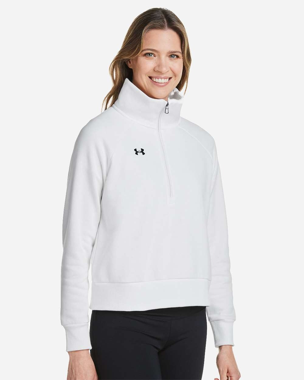 Women's Rival Fleece Quarter-Zip Pullover White/ Black_2