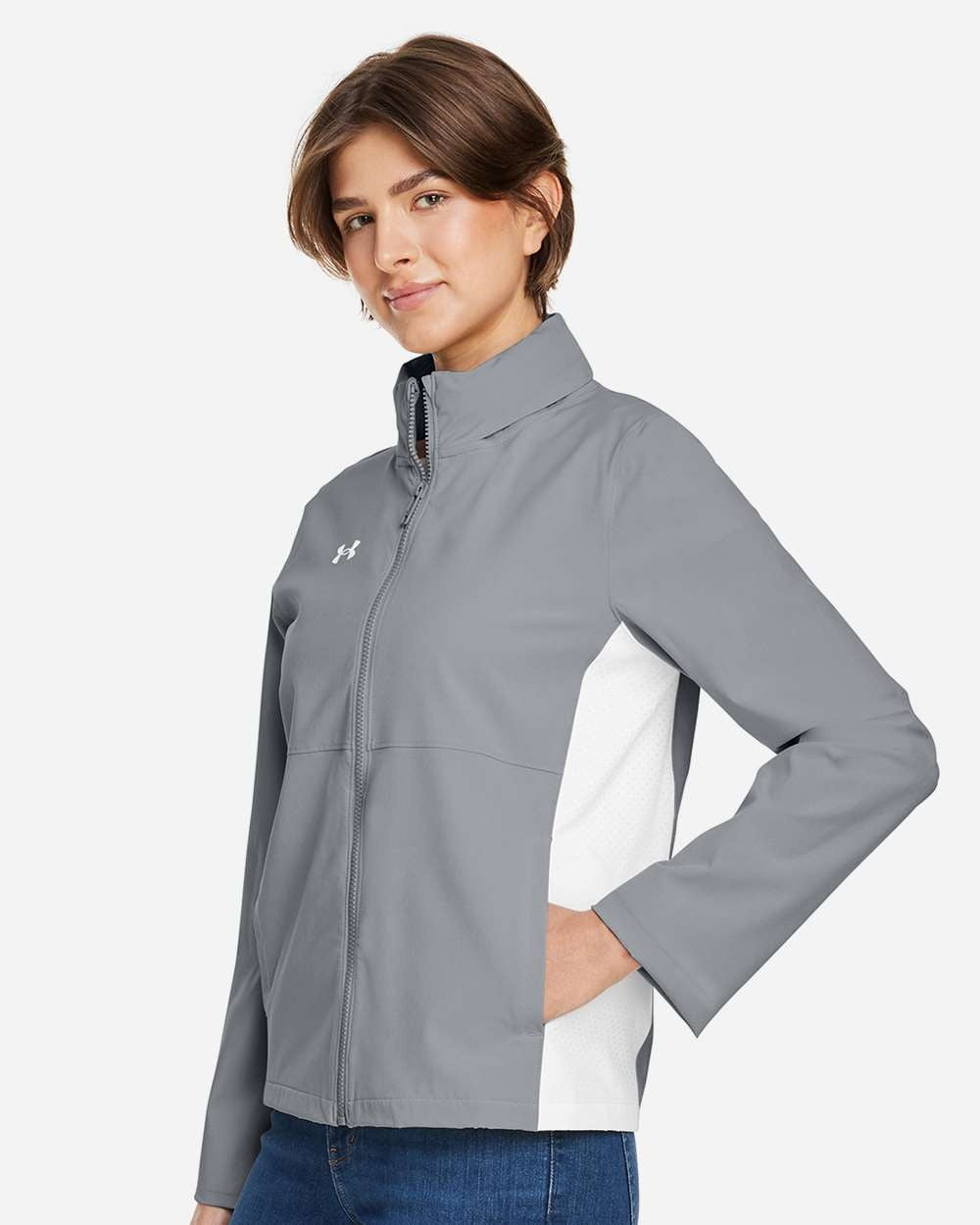 Women's Rival Stretch Jacket Mod Grey/ White_1