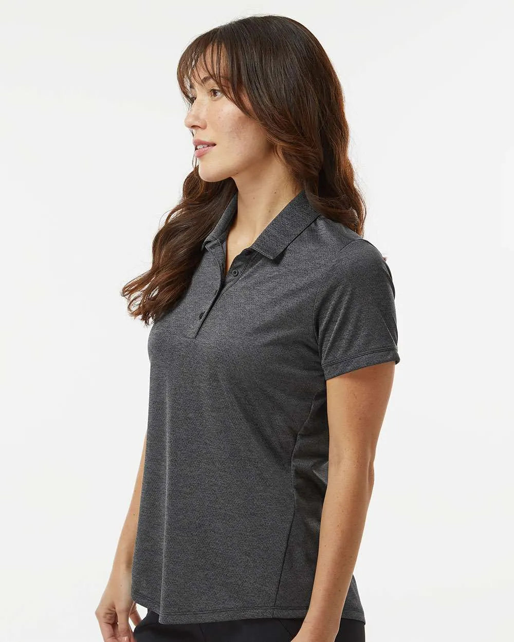 Women's Space Dyed Polo black melange_1