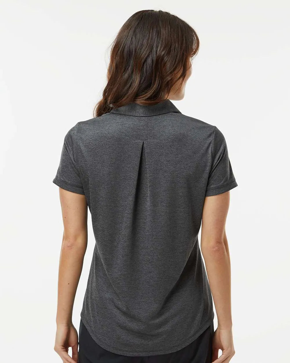 Women's Space Dyed Polo black melange_2