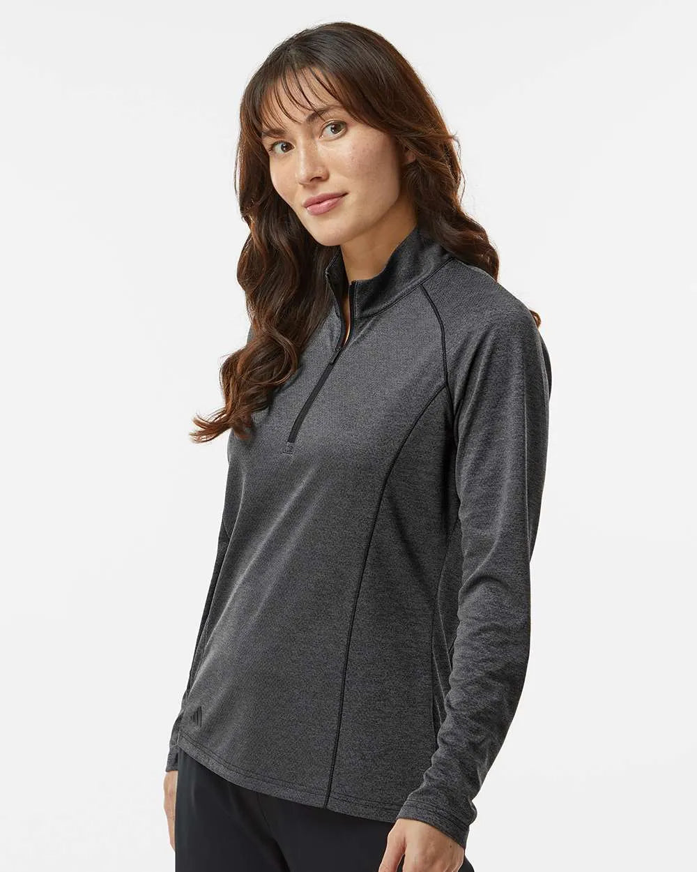 Women's Space Dyed Quarter-Zip Pullover black melange_1