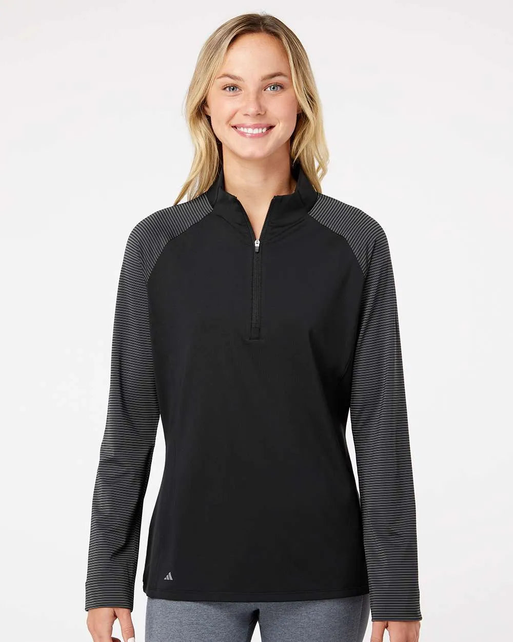 Women's Stripe Block Quarter-Zip Pullover black