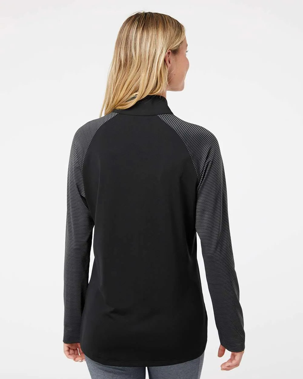 Women's Stripe Block Quarter-Zip Pullover black_2