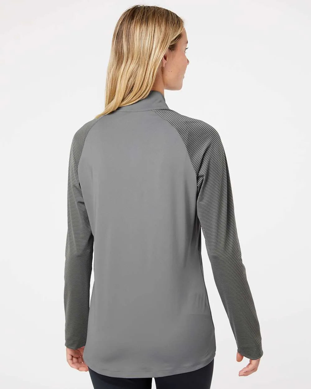 Women's Stripe Block Quarter-Zip Pullover grey three_2