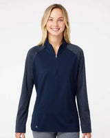 Women's Stripe Block Quarter-Zip Pullover team navy blue