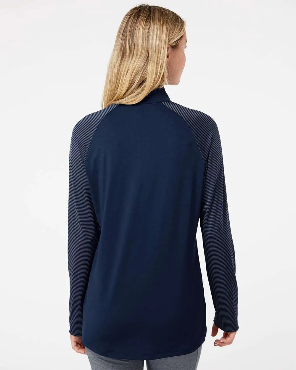 Women's Stripe Block Quarter-Zip Pullover team navy blue_2