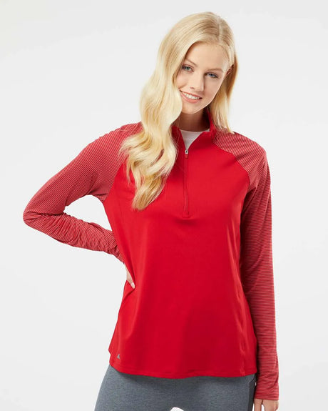 Women's Stripe Block Quarter-Zip Pullover team power red