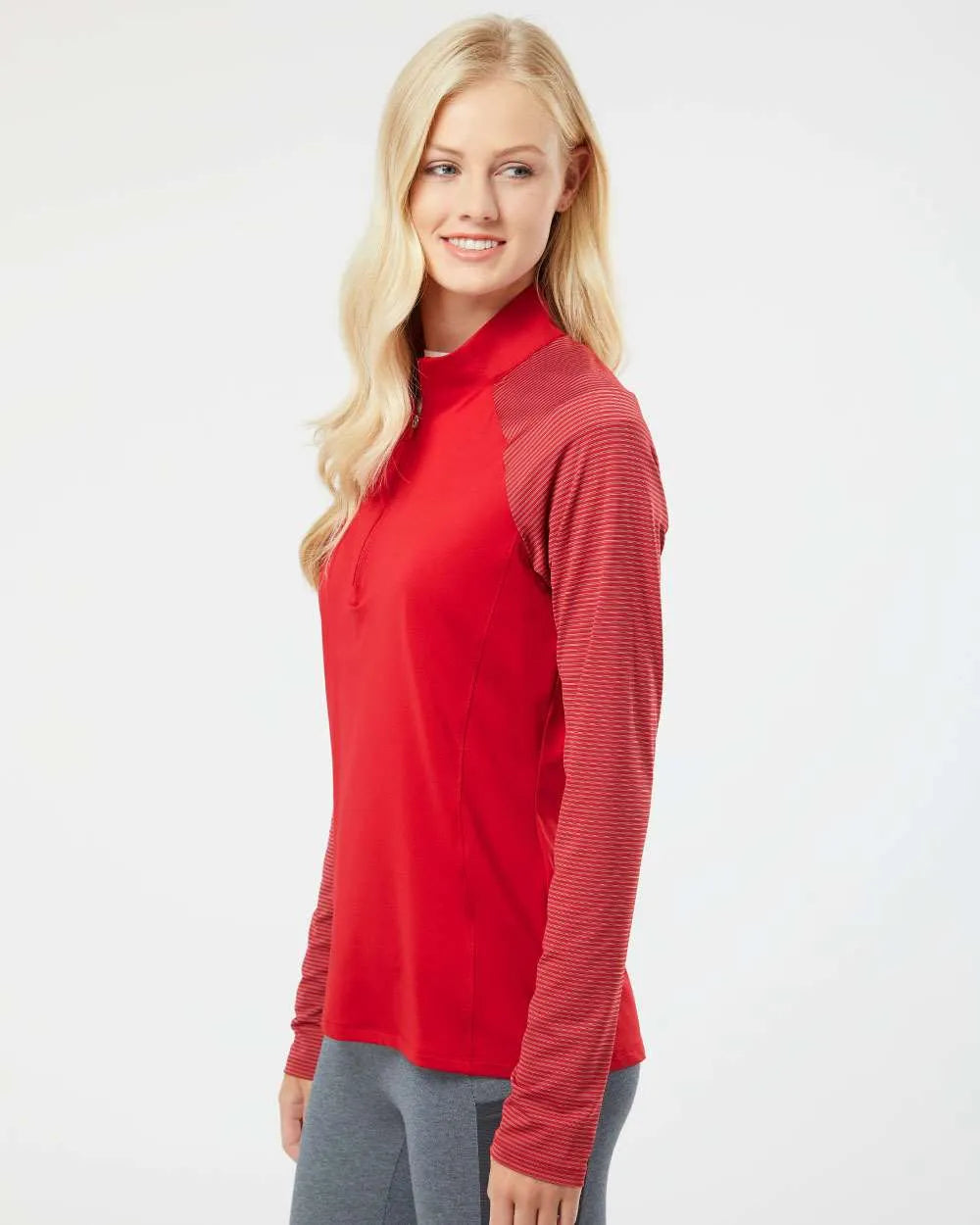 Women's Stripe Block Quarter-Zip Pullover team power red_1