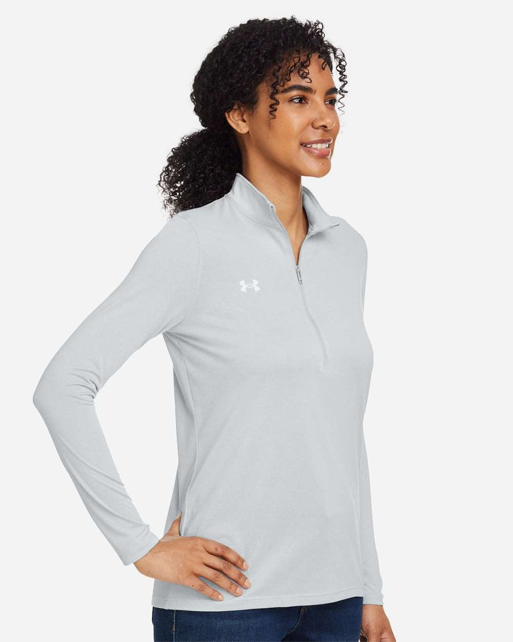 Women's Team Tech™ Half-Zip Pullover Mod Grey Light Heather/ White_1