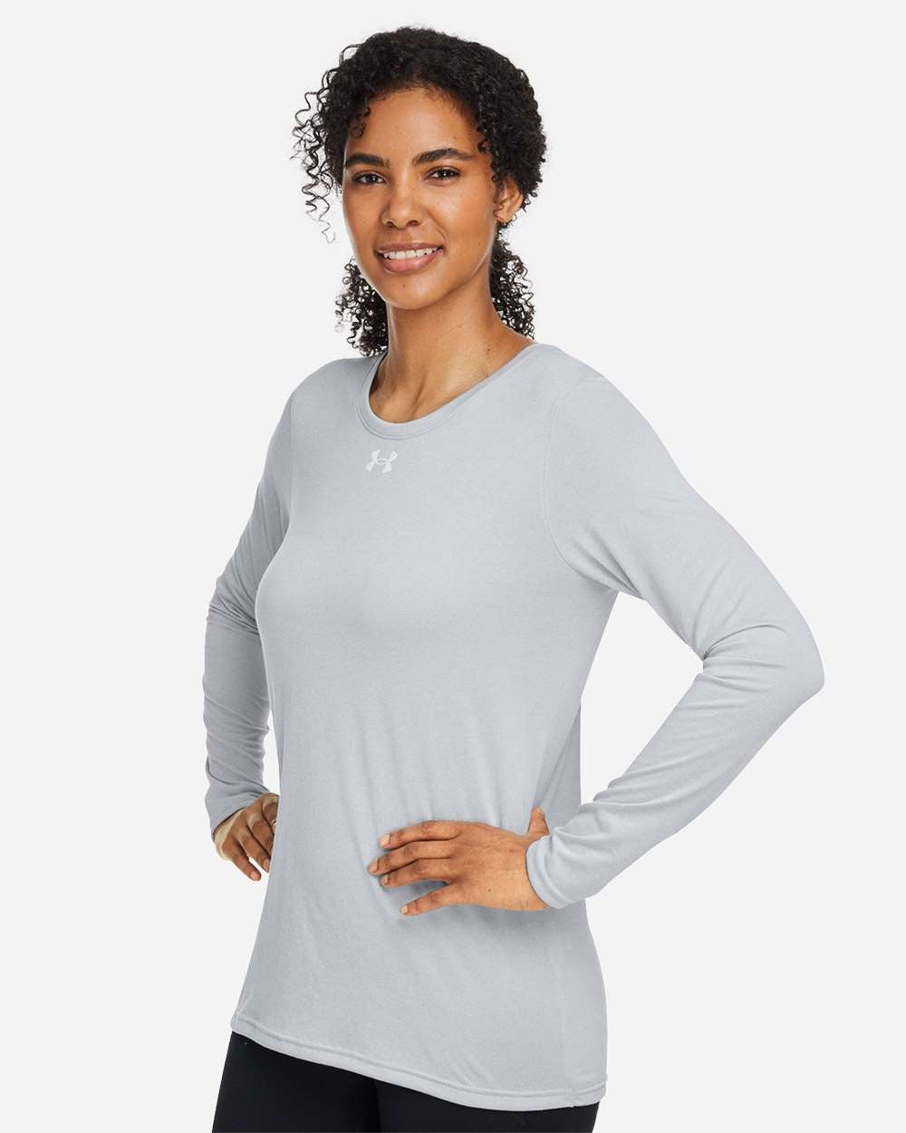 Women's Team Tech™ Long Sleeve T-Shirt Mod Grey Light Heather/ White_1