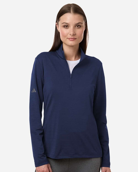 Women's Textured Stripe Quarter-Zip Pullover Dark Blue