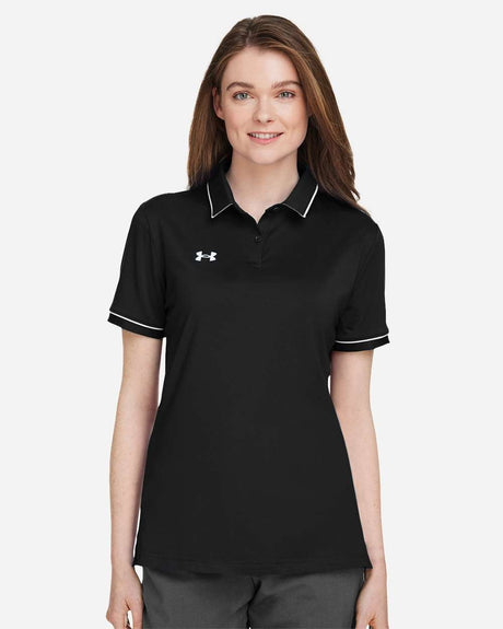Women's Tipped Teams Performance Polo Black/ White