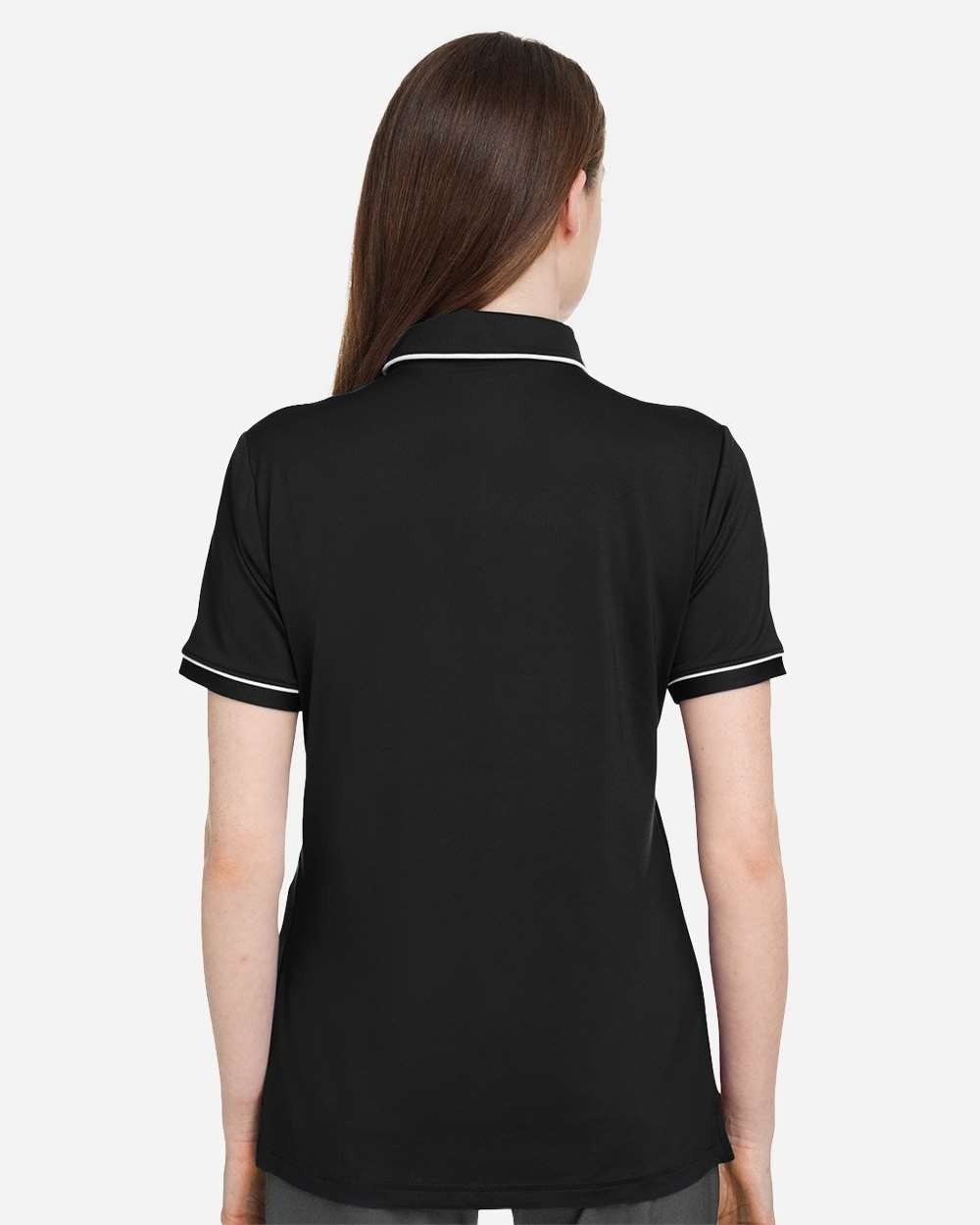 Women's Tipped Teams Performance Polo Black/ White_2