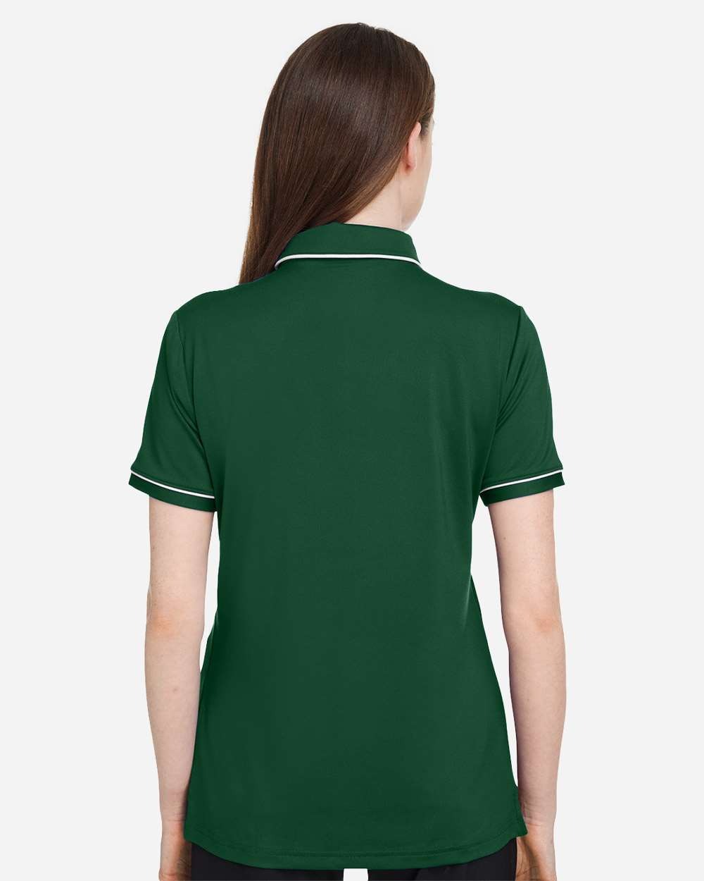 Women's Tipped Teams Performance Polo Forest Green/ White_2